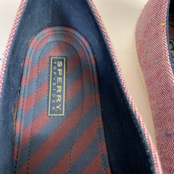 Sperry Top Sider Boat Shoe Sneaker Size 11 Purple Flecked Canvas Rawhide Lace Up - Picture 11 of 15